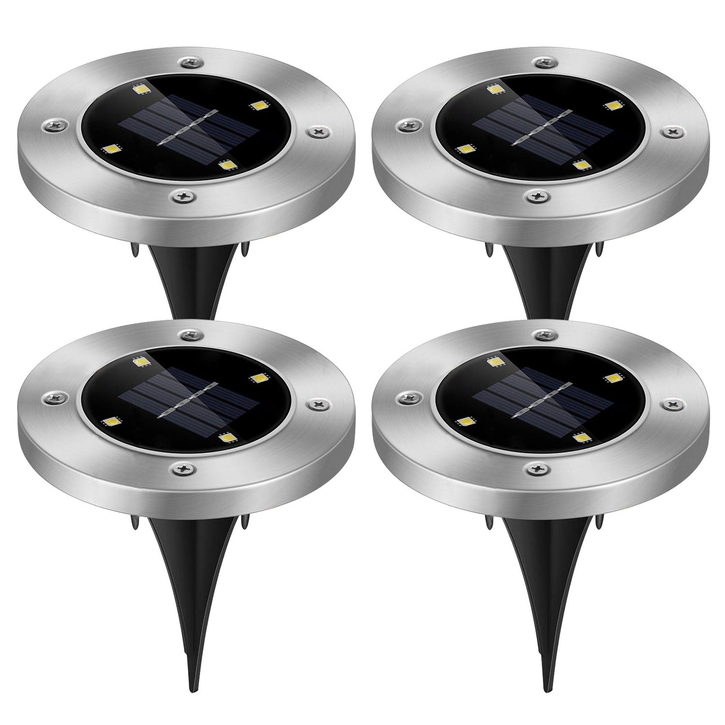 LJGelectro - 4pcs Solar Ground Light Waterproof Buried Light In-Ground Path Deck Lawn Patio Light 4LED