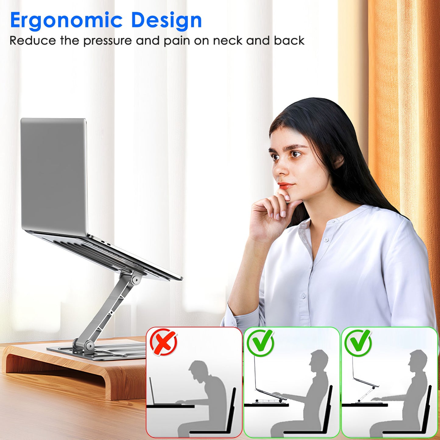 LJGelectro - Laptop Stand Riser Stepless Angle Adjustable Ergonomic Notebook Holder Heat Dissipation Notebook Elevator for Laptop Tablet Drawing Board up to 15.6in