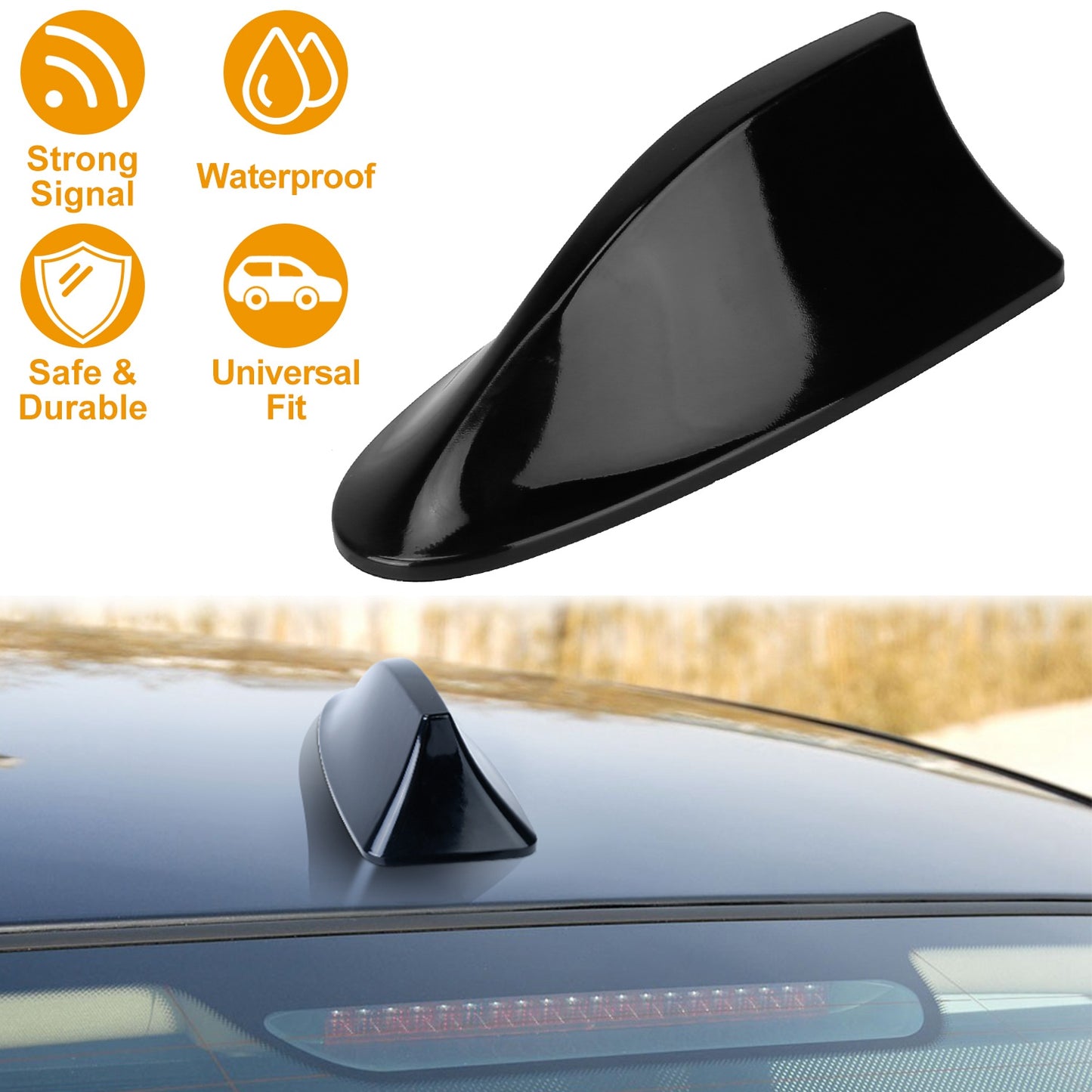 LJGelectro - Car Shark Fin Antenna Cover Waterproof Signal Car Antenna Replacement w/ Adhesive Tape Base Fits for Universal Auto Cars Ford Van Truck Jeep SUV