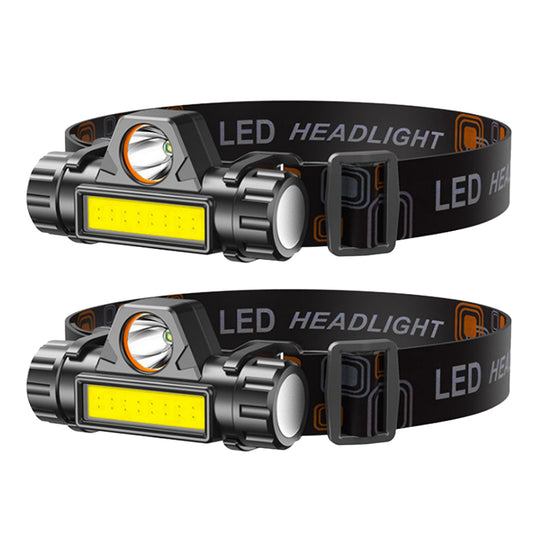 LJGelectro - 2 Packs Rechargeable Headlamp IPX4 Waterproof Headlight Flashlight Hand-free Head Torch for Fishing Camping Hiking Running