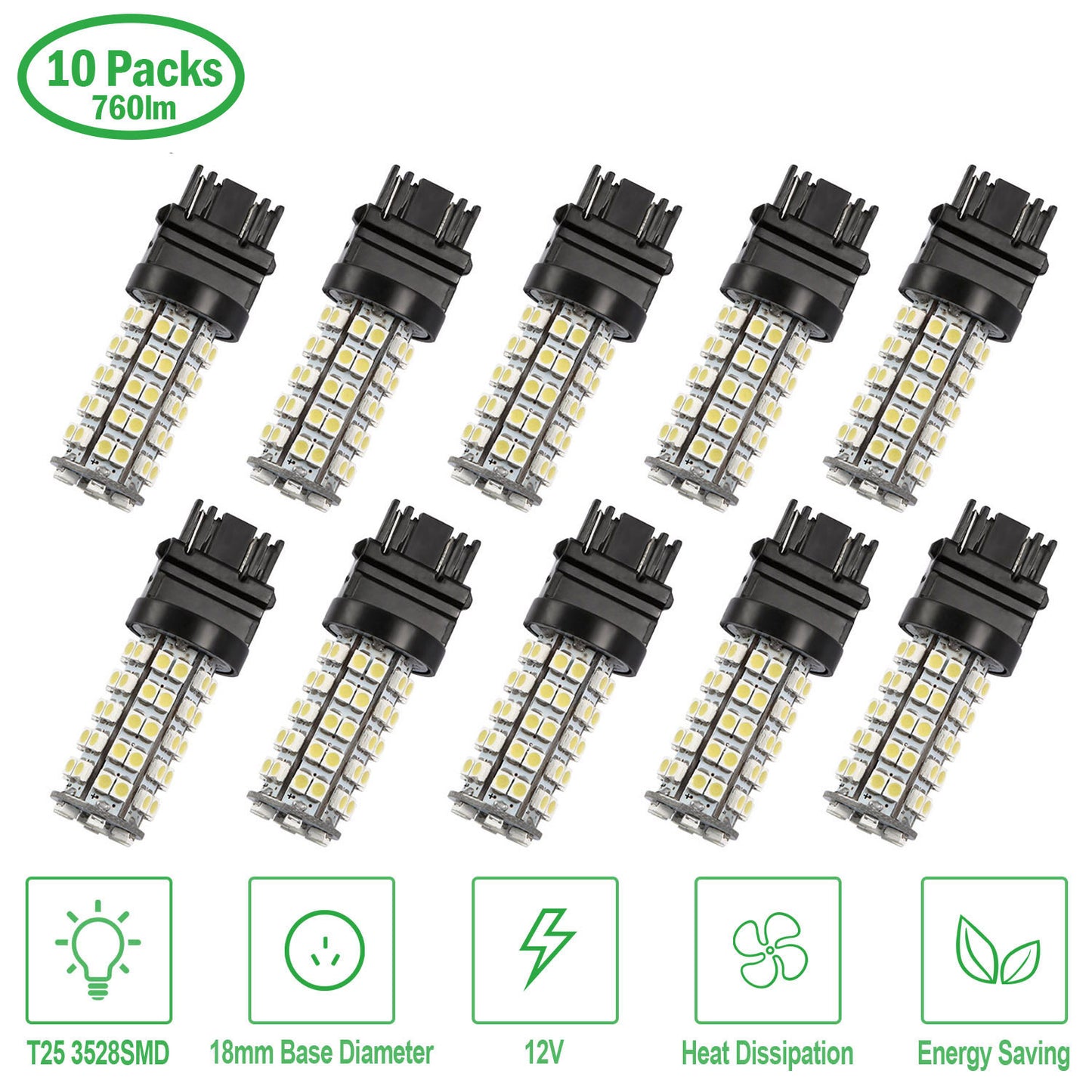 LJGelectro - 10Pcs/Kit LED Car Light Bulbs 760lm T25 3528SMD 6000K Pure White Auto Lamps Replacement for Dome Map Door Trunk Signal License Plate