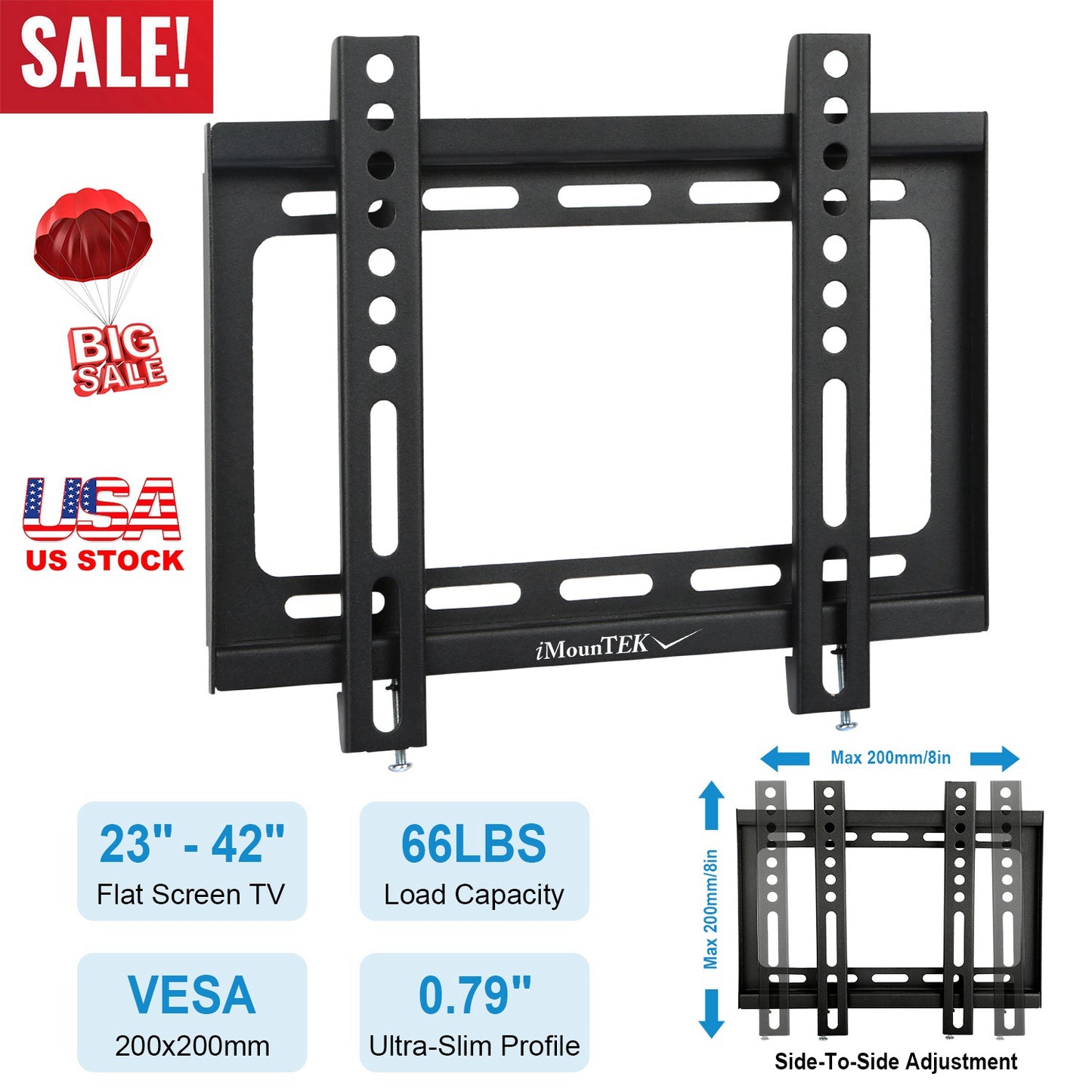 LJGelectro - Fixed TV Wall Mount Bracket for 23"-42" LED/LCD/PLASMA Flat TV VESA 200x200mm