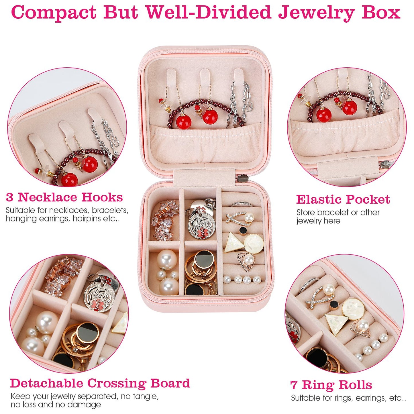 LJGelectro - Mini Jewelry Storage Box Portable Ring Earring Necklace Storage Travel Case PU Leather Jewelry Organizer Gift