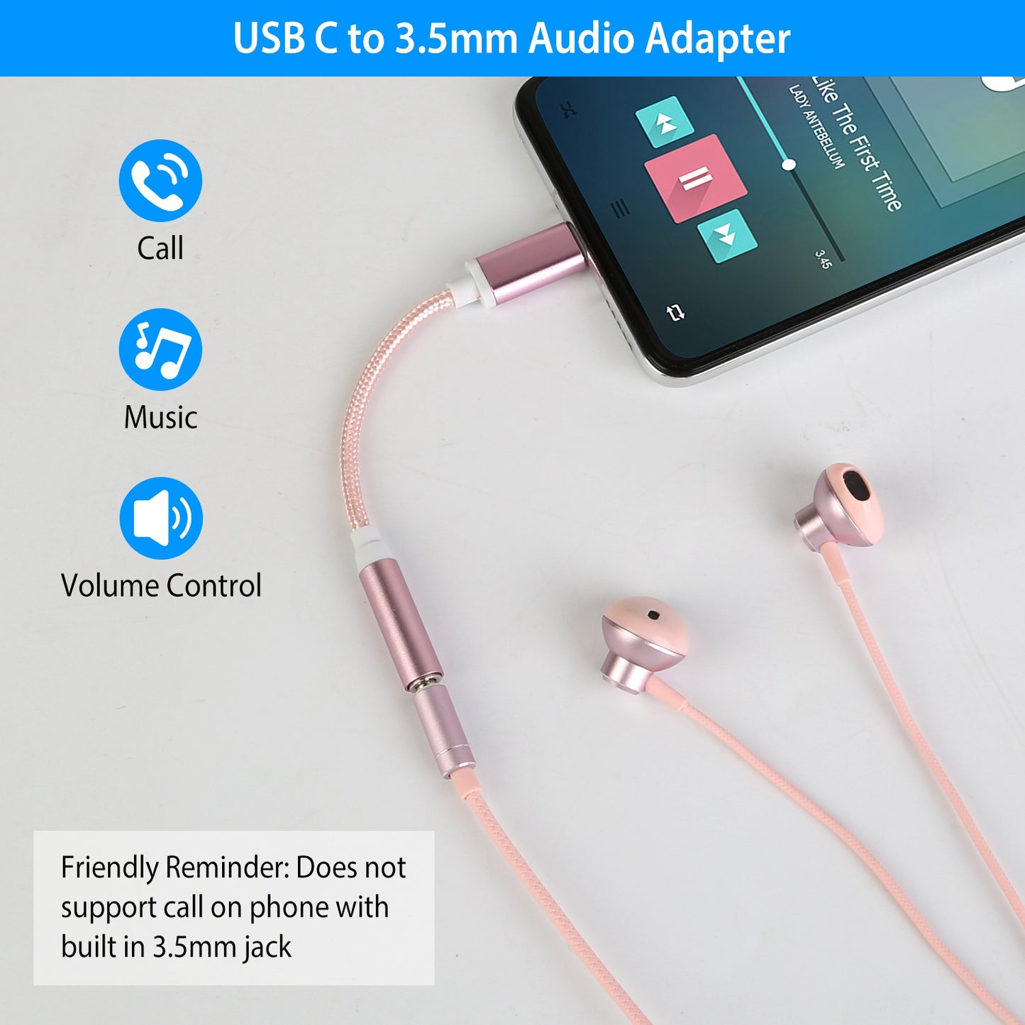 LJGelectro - USB-C Type C Adapter Port to 3.5mm Aux Audio Jack Earphone Headphone Cable Cord