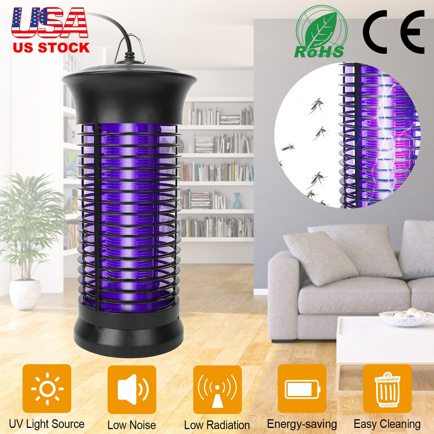 LJGelectro - Electric Bug Zapper Mosquito Killer UV Light Flying Zapper Insect Killer Lamps Pest Fly Trap Catcher Odorless Noiseless