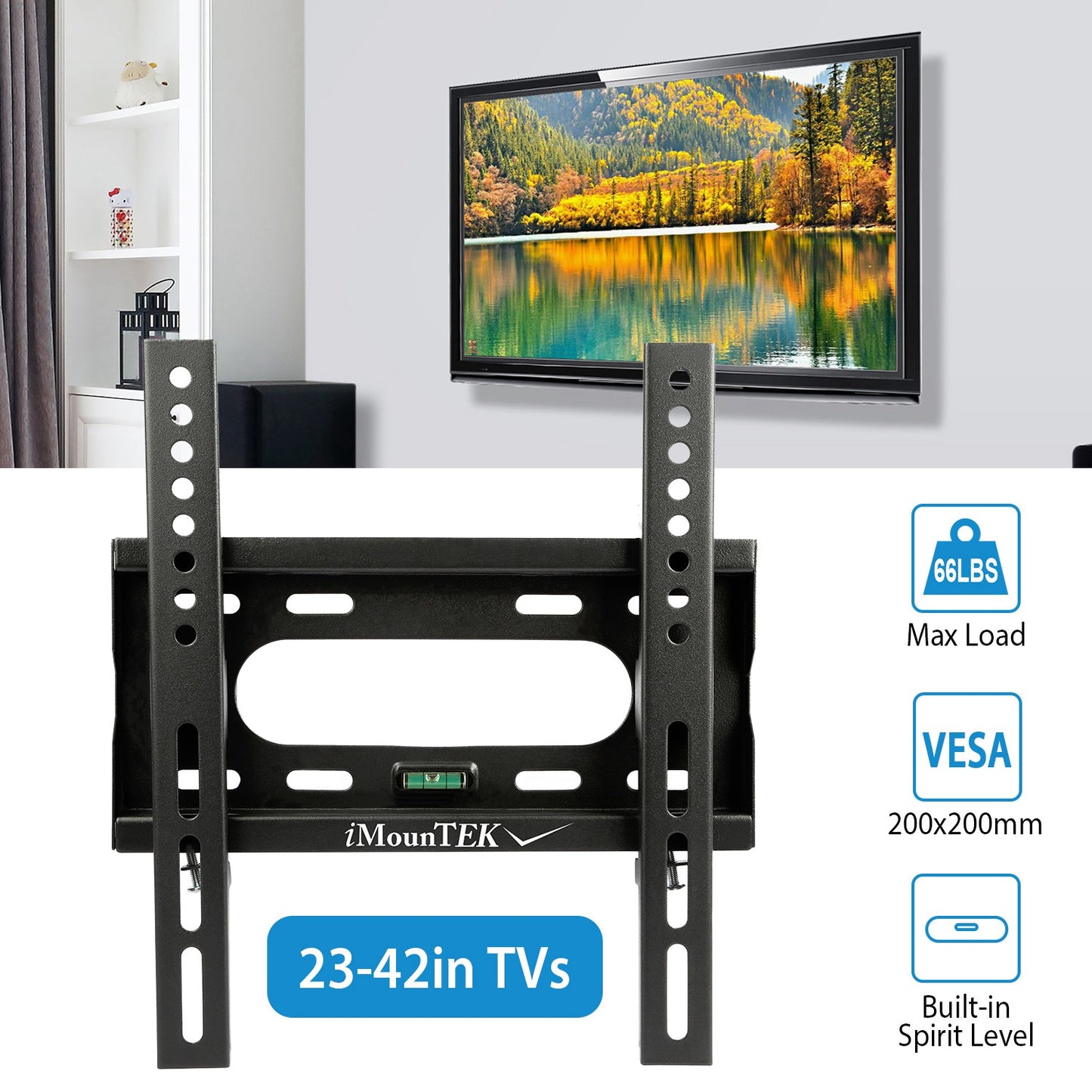 LJGelectro - TV Wall Mount Dual Arm TV Mount Bracket Max. VESA 200x200mm For 23-42 In TVs