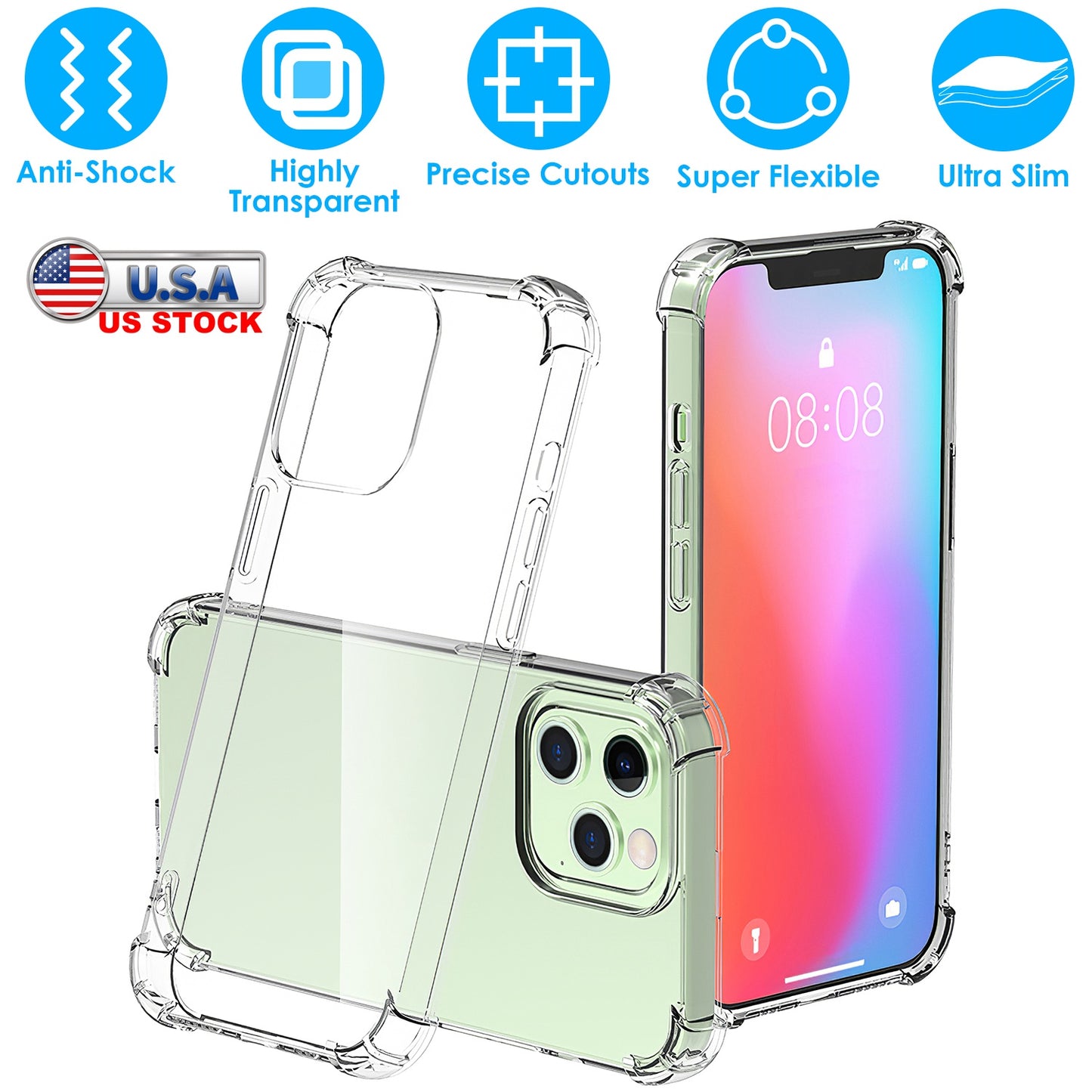 LJGelectro - Shockproof Clear Phone Case Soft TPU Transparent Phone Cover Anti-Shock Ultra-Thin Phone Case Cover Fit for iPhone 14/14Plus/14Pro/14Pro Max/13/13Pro/