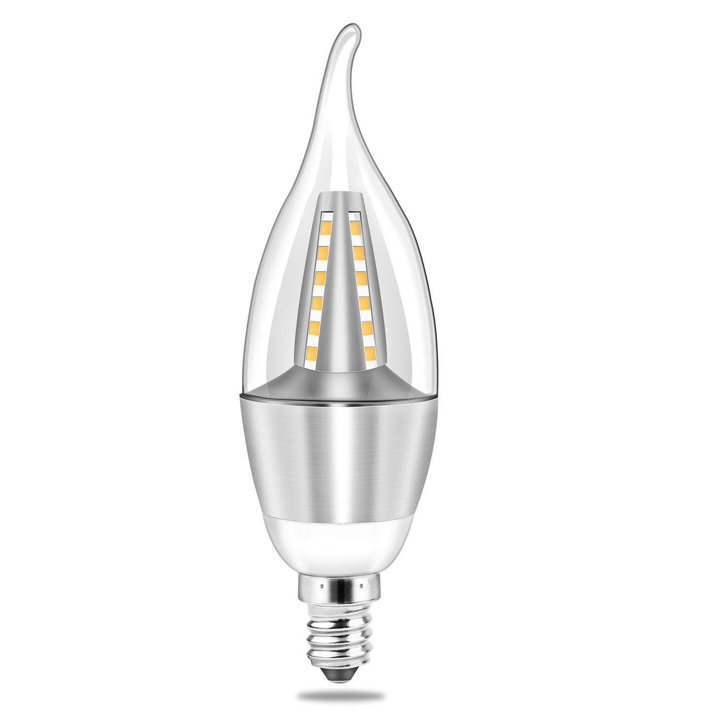 LJGelectro - 4pcs 5W E12 Candelabra Bulbs 600 LM 50W Equivalent Candle Flame Tip Light Bulb 6500K Cold White Non-Dimmable Lamp