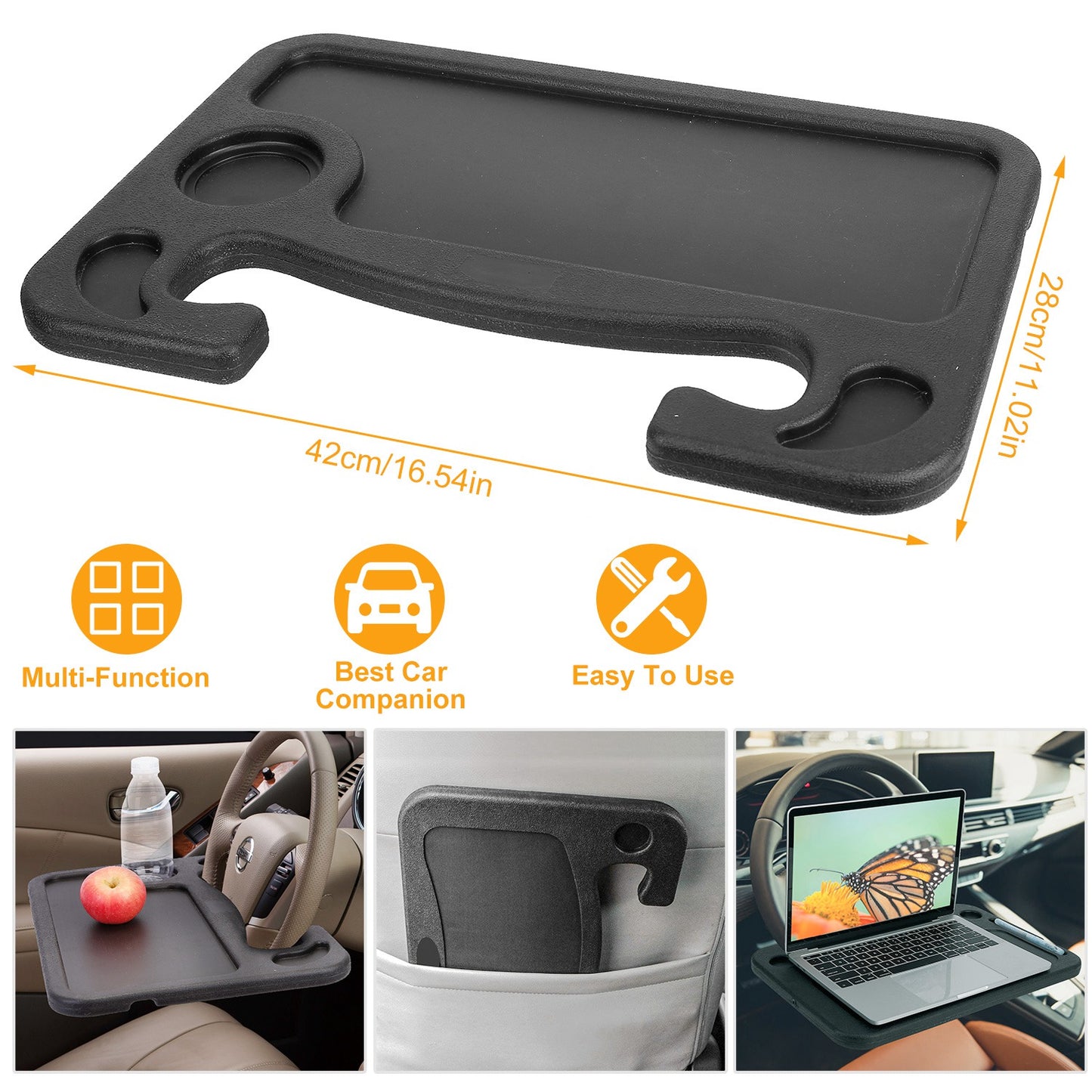 LJGelectro - Car Steering Wheel Tray Eating Drink Laptop Auto Desk Potable Travel Tablet Mount Table For Pen Laptop Bottle