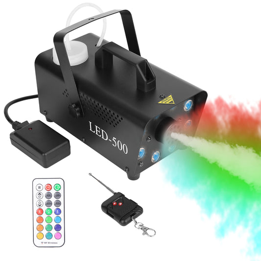 LJGelectro - 500W Fog Machine 2000CFM Colorful Smoke Machine with 8Pcs LEDs 5 Lighting Effects 3-Level Brightness