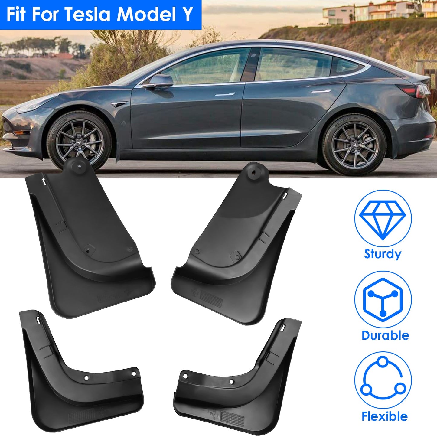 LJGelectro - Mud Flaps Splash Guards Replacement No Drilling Splash Guards Fenders Vehicle Sediment Protection for Tesla Model Y