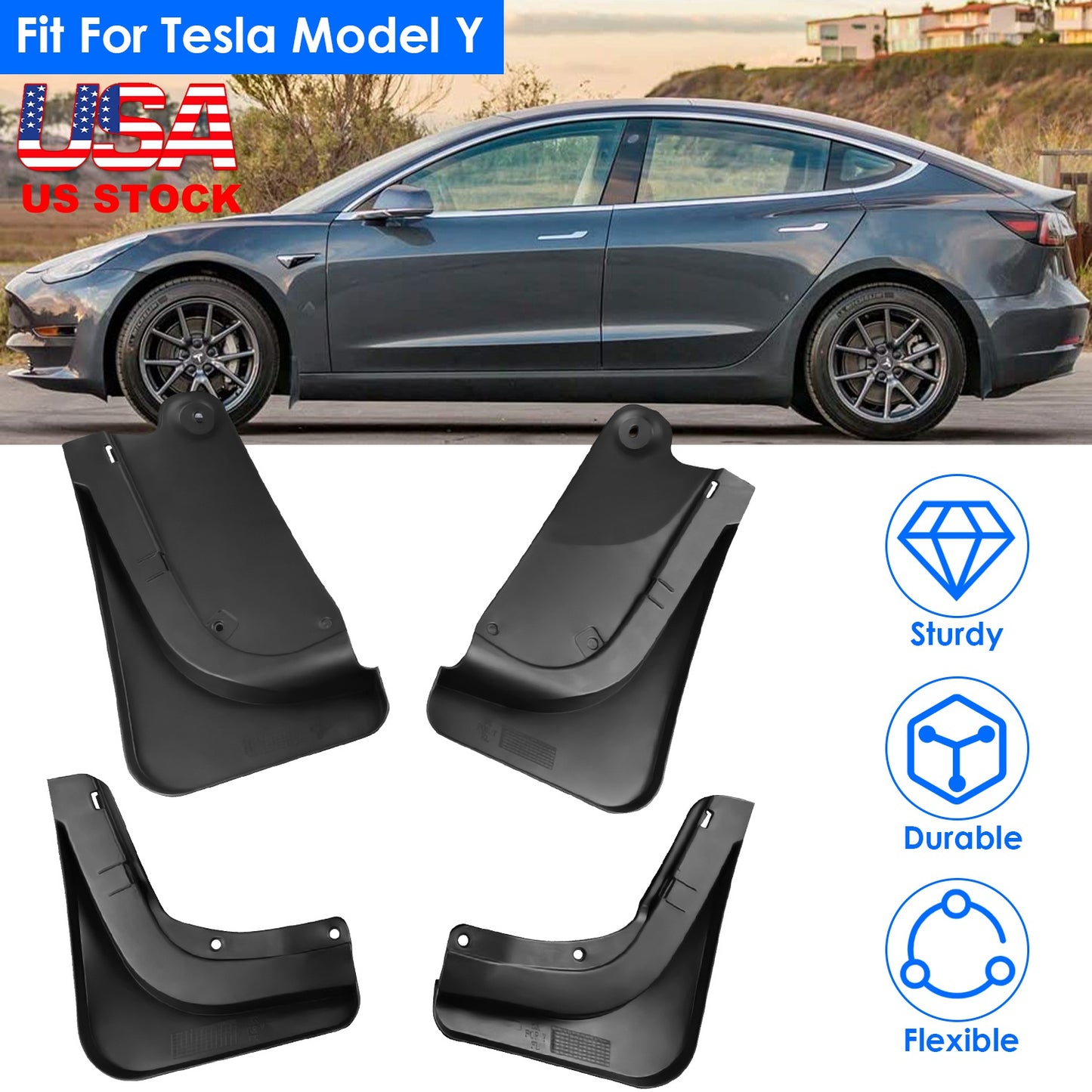 LJGelectro - Mud Flaps Splash Guards Replacement No Drilling Splash Guards Fenders Vehicle Sediment Protection for Tesla Model Y