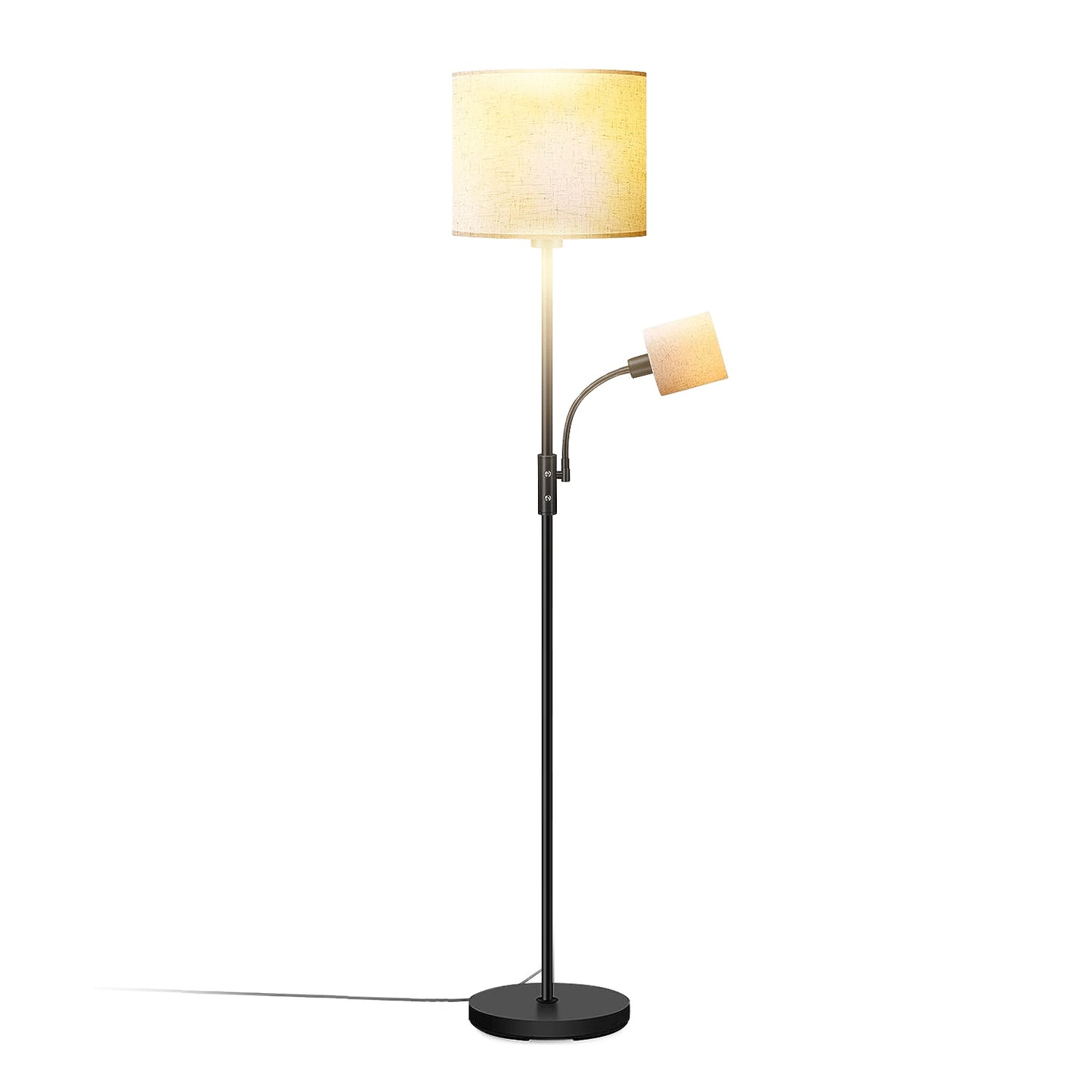 LJGelectro - 67.32In Mother Daughter Floor Lamp with Linen Shade 3200K Brightness 360° Adjustable Reading Light Modern Decoration Standing Lamp for Living Room Bed