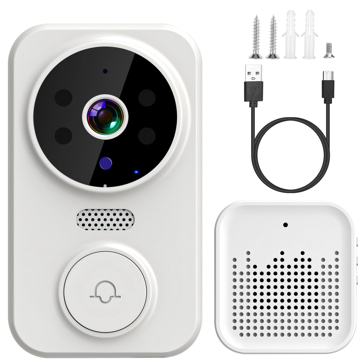 LJGelectro - WiFi Security Doorbell Camera with Volume Adjustable Wireless Chime 1080P Camera Night Vision 2-Way Audio Free Cloud Storage