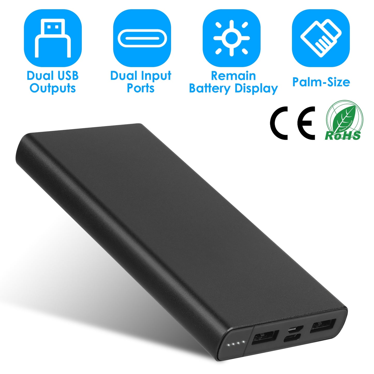 LJGelectro - 20000mAh Power Bank Portable External Battery Pack Phone Charger with Dual USB Output Ports Type C Micro USB Input