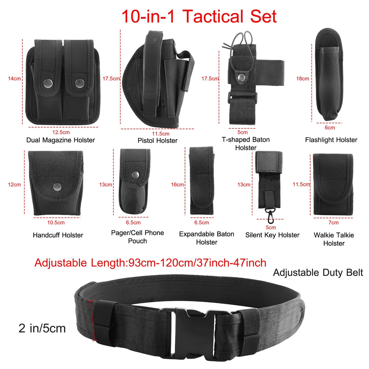 LJGelectro - Military Utility Belt Tactical Police Security Guard Modular Belt Enforcement Equipment Duty Belt 37-47in Adjustable Belt