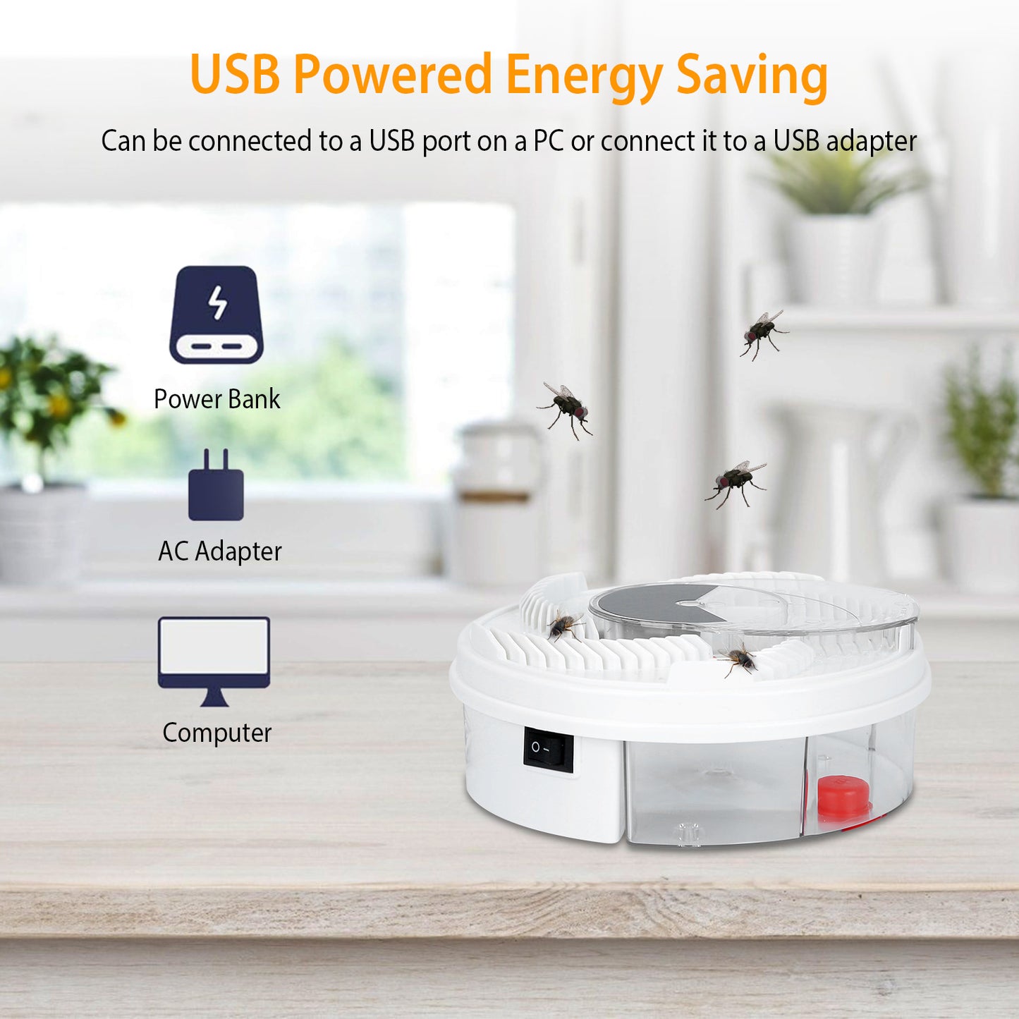 LJGelectro - USB Powered Electric Fly Trap Automatic Flycatcher Rotating Fly Pest Repellent Tool For Home Kitchen Restaurant