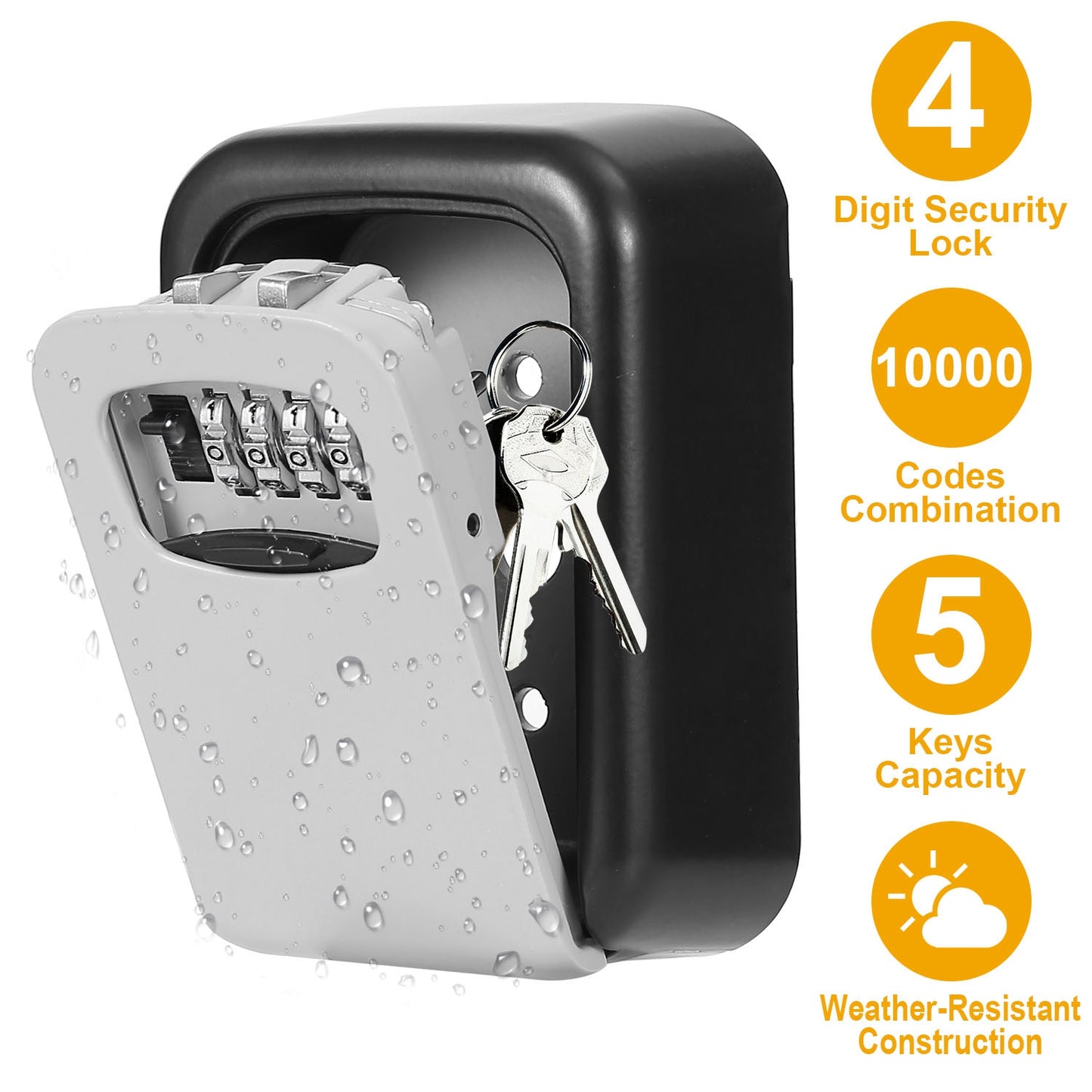 LJGelectro - Key Lock Box Keys Storage Lock Box with 4 Digits Combination Resettable Codes Wall Mounted Outdoor Waterproof Cover