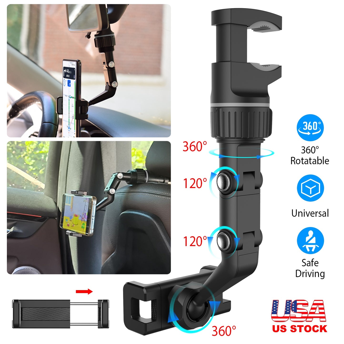 LJGelectro - Multifunctional Mobile Phone Holder Bracket 360° Rearview Mirror Phone Holder Mount Shooting Phone Holder Cradle