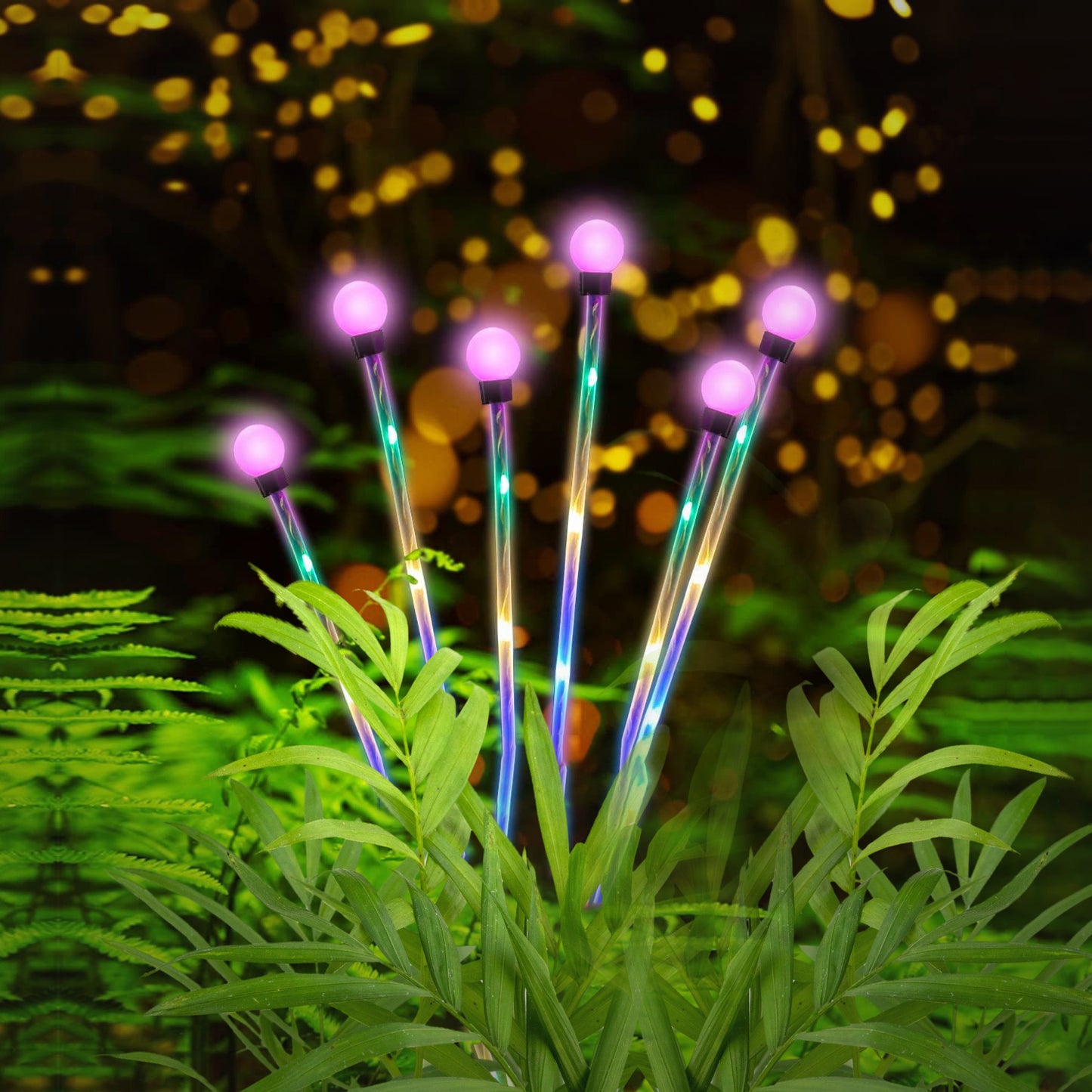 LJGelectro - 2Pcs Solar Firefly Lights Swaying Decorative Pathway Stake Lamp IP65 Waterproof Landscape Patio Yard Night Light