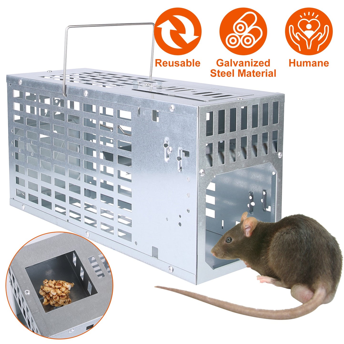 LJGelectro - Humane Live Mouse Trap Reusable Metal Rat Rodent Cage Catch Release Continuous Capture Indoor Outdoor Pet Children Safe