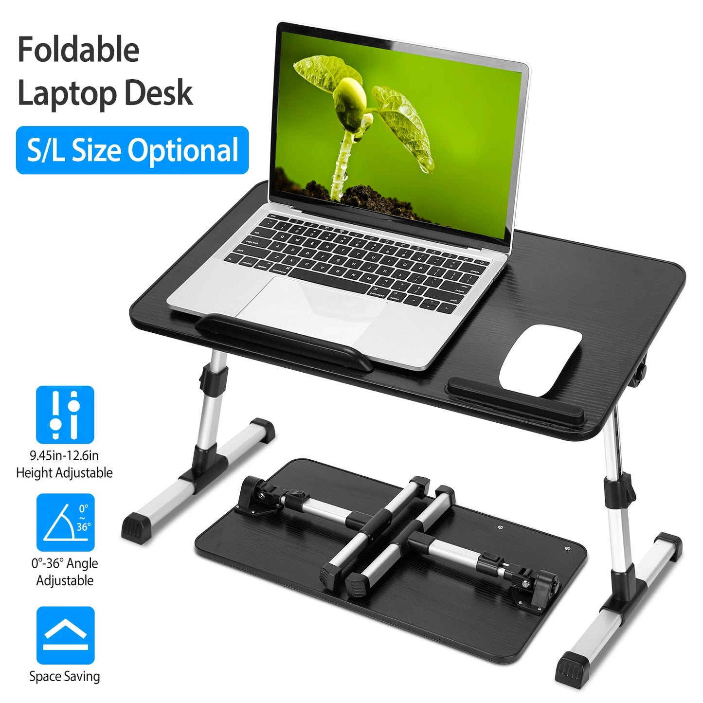 LJGelectro - Foldable Laptop Stand Height Angle Adjust Notebook Bed Desk Breakfast Reading Table For Sofa Couch Floor Dormitory