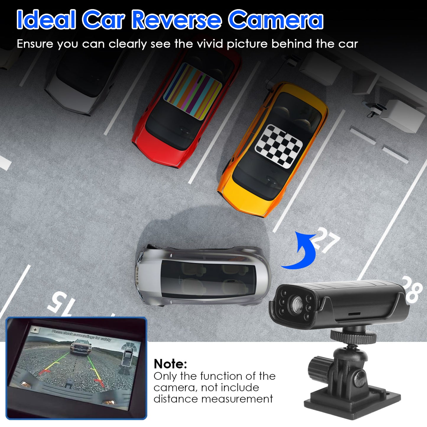 LJGelectro - Wireless Camera Reverse Hitch Guide Camera Vehicle Backup Rechargeable Camera with Flexible Adhesive Base Night Vision for Car RVs Trailer Truck