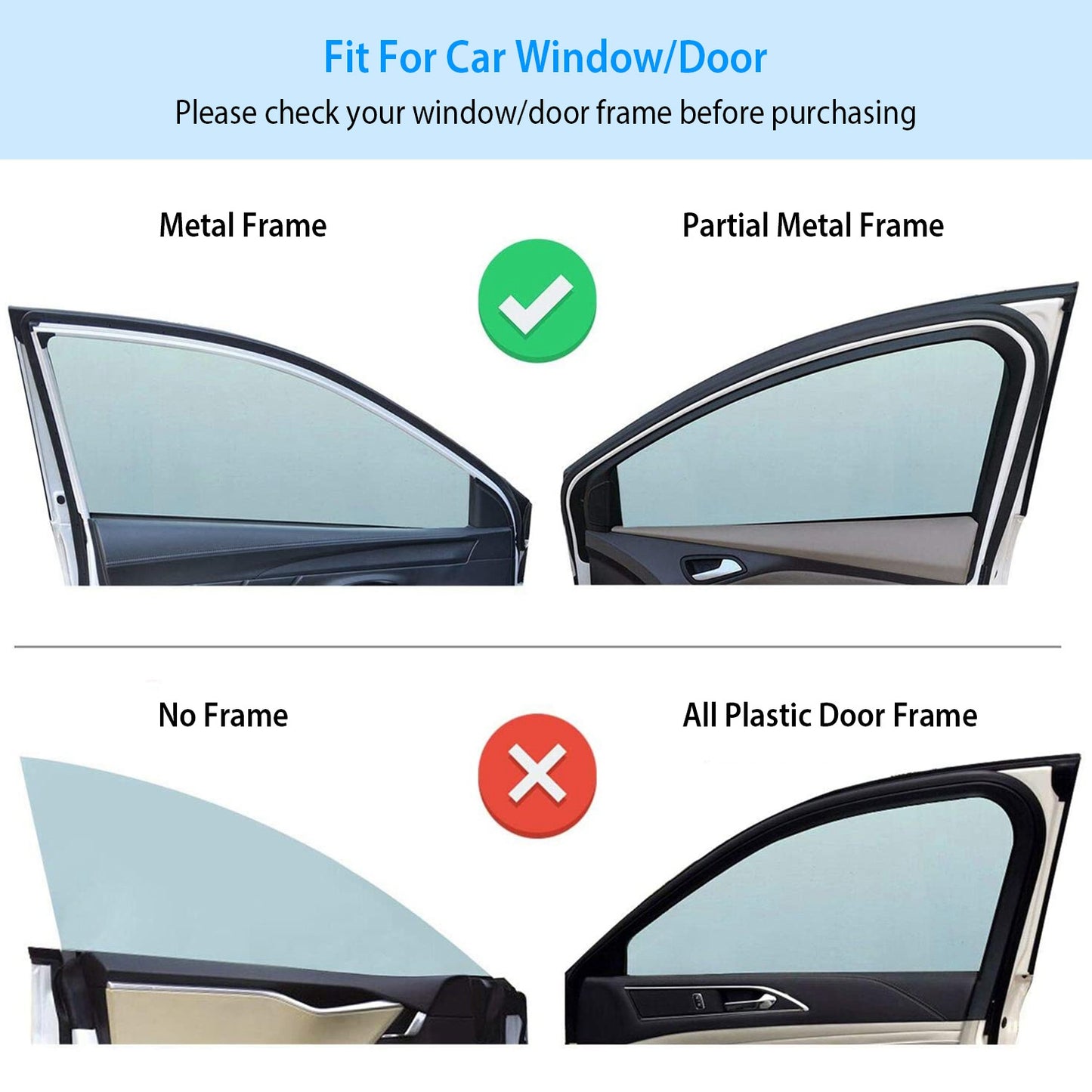 LJGelectro - 4Pcs Front Rear Car Window Magnet Covers Breathable Mesh Sun Shade Privacy Curtain Heat Insulated UV Protection Car Windshield For Baby Kids