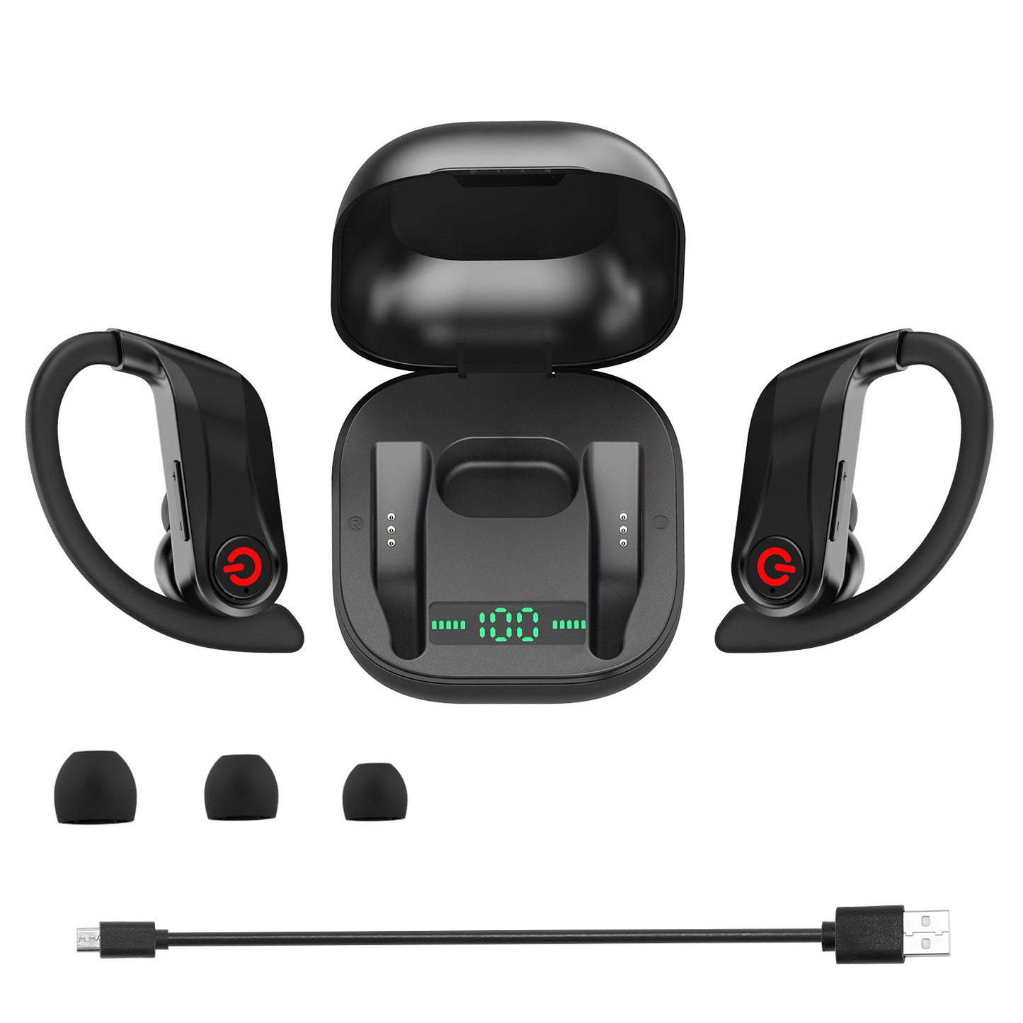 LJGelectro - True Wireless Earbuds TWS Stereo Earphones In-Ear Wireless V5.0 Headsets with LED Display Magnetic Charging Case Built-in Mic with Deep Bass IPX5 Wate