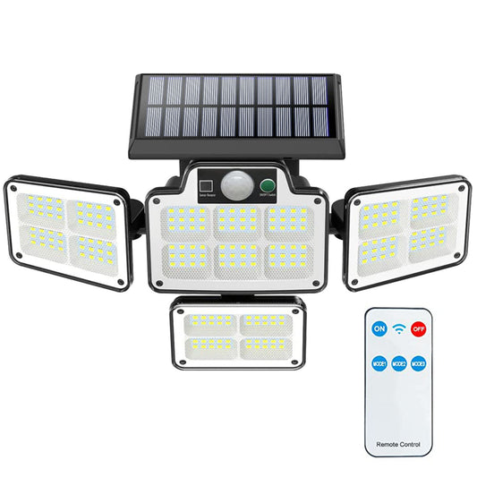 LJGelectro - 216 LEDs Solar Outdoor Light Motion Sensor Security Flood Lamp Wall Wireless Solar Lamp with 3 Adjustable Heads IP65 Waterproof for Garden Patio Garag