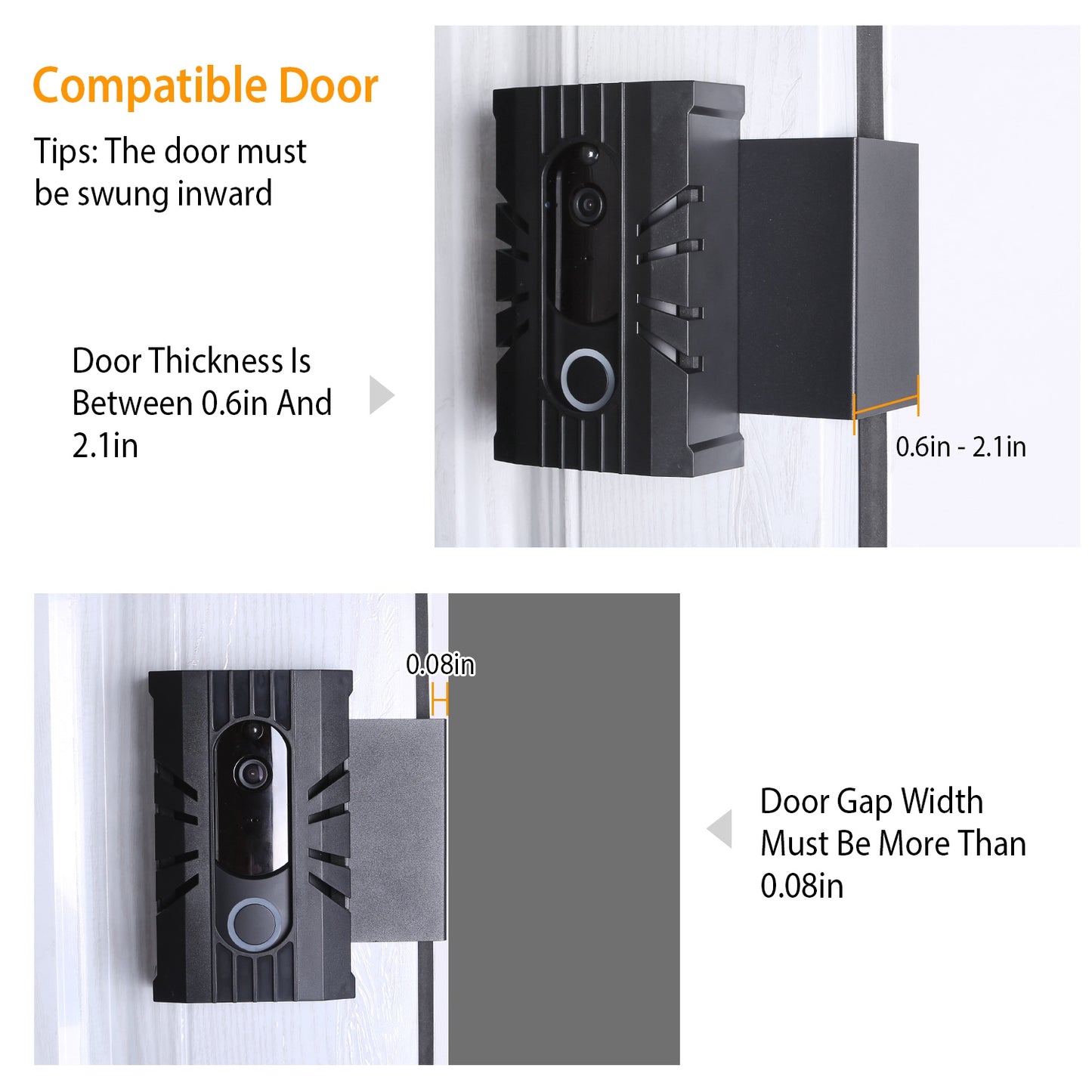 LJGelectro - Anti-Theft Video Doorbell Door Mount No-Drill Doorbell Holder Doorbell Mounting Bracket Fit for Most Doorbell Camera Accessories