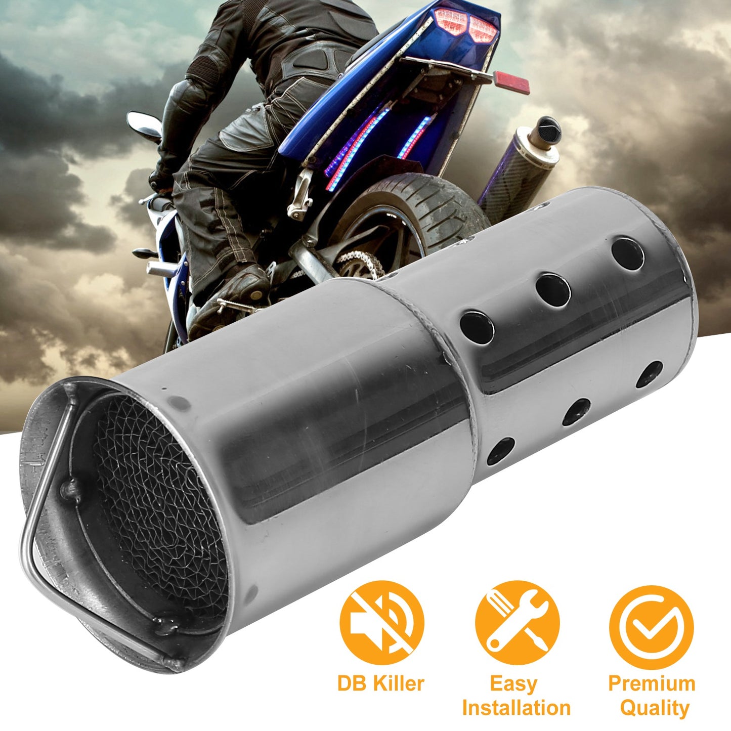 LJGelectro - Pipe Silencer Muffler 51MM/2IN Exhaust Pipe Noise Sound Eliminator Motorcycle DB Killer