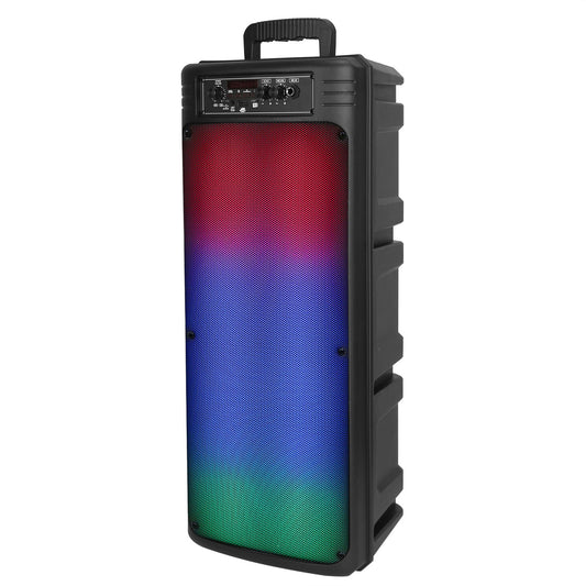 LJGelectro - Portable Wireless Party Speaker Dual 8in Colorful Lights DJ PA System with TWS Function FM Radio USB MMC Card Reading Aux In Recording Function Wirele