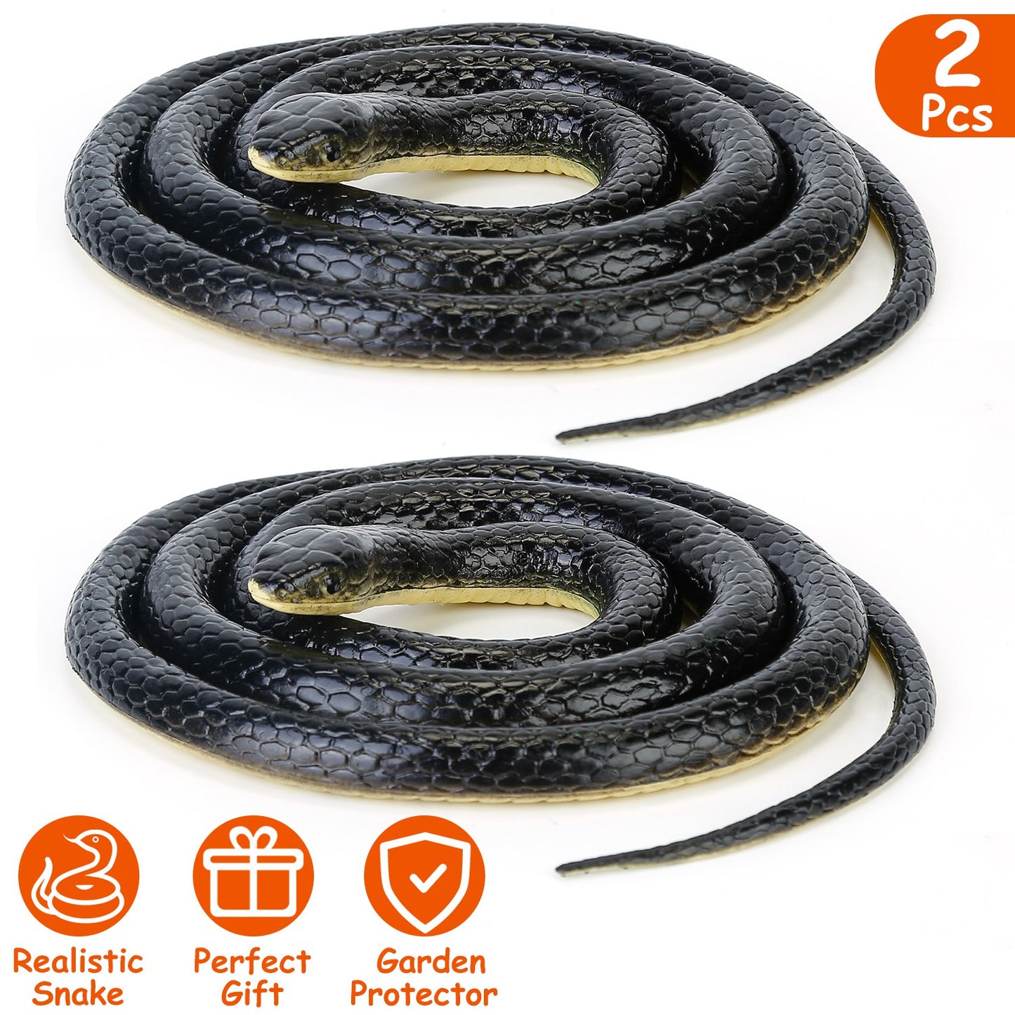 LJGelectro - 2Pcs 50in Long Realistic Rubber Snakes Toy Thick Durable Fake Snake Prank Toy For Halloween Decoration Trick Game