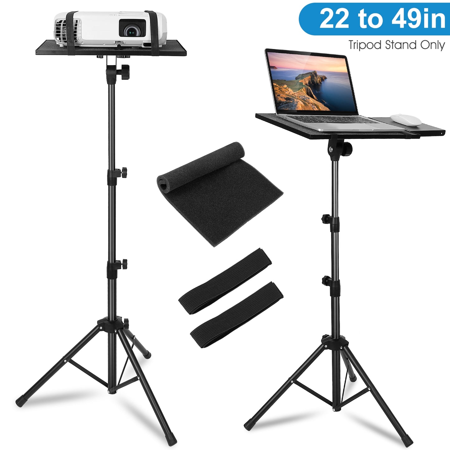 LJGelectro - Projector Tripod Stand Folding Laptop Stand w/ Height Tilt Adjustment Portable DJ Equipment Holder Mount Elevator For Stage Studio Home Office