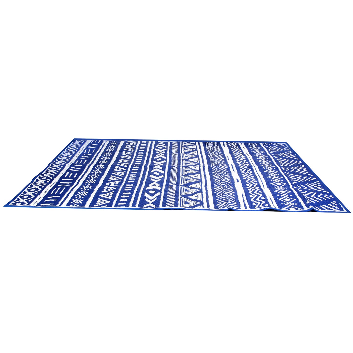 LJGelectro - 4.98x8FT Reversible Outdoor Rug Waterproof Mat with Storage Bag Portable Plastic Carpet Indoor Outdoor Activity for Picnic Patio Deck RV Trip Blue & W