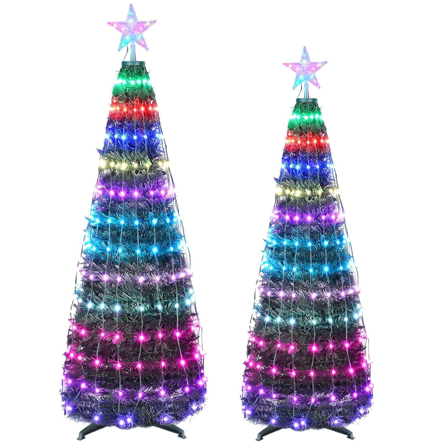 LJGelectro - 4.9FT 166Pcs LED Lights Collapsible Christmas Tree Light with Remote App Control IP65 Waterproof Customized Multi-Color Mode Timer Setting Work with A