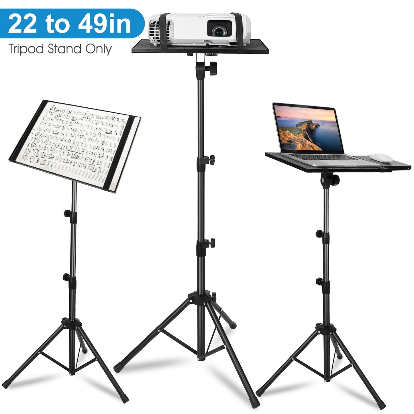 LJGelectro - Projector Tripod Stand Folding Laptop Stand w/ Height Tilt Adjustment Portable DJ Equipment Holder Mount Elevator For Stage Studio Home Office