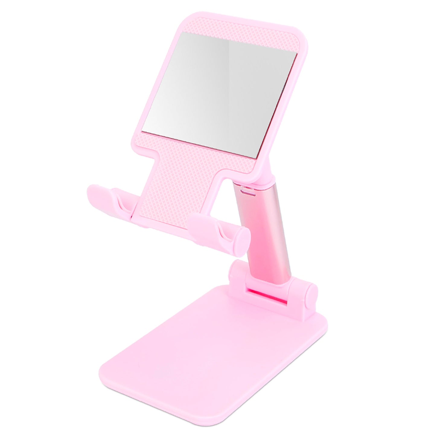 LJGelectro - Foldable Desktop Phone Stand Angle Height Adjustable Tablet Holder Cradle Dock w/ Mirror Fit For 4-12.9in Device