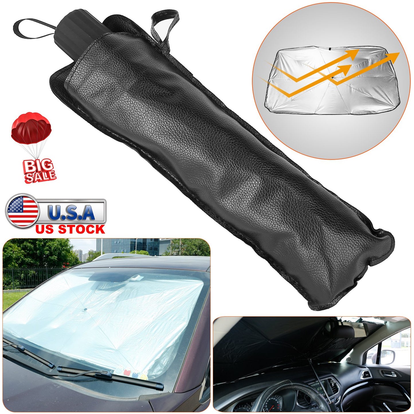 LJGelectro - Car Sunshade Umbrella Foldable Sun Visor Protector Car Windshield Reflector Umbrella