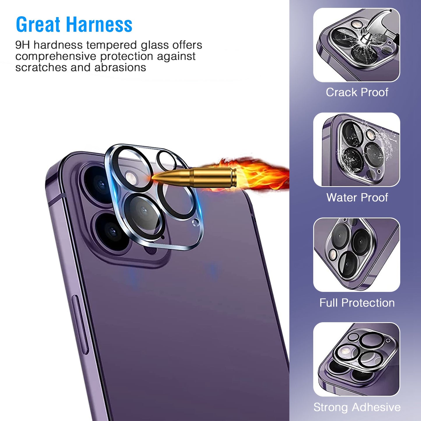 LJGelectro - 2Packs Ultra HD Camera Lens Protectors 9H Hardness Tempered Glass Camera Lens Protectors Fit for iPhone 14/14Plus/14Pro/14Pro Max/13/13Pro/13Max/12/12