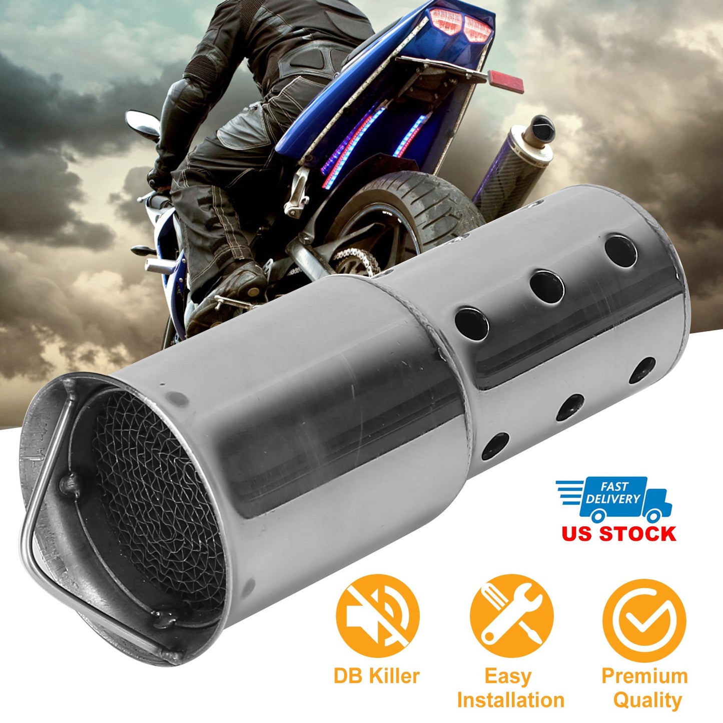 LJGelectro - Pipe Silencer Muffler 51MM/2IN Exhaust Pipe Noise Sound Eliminator Motorcycle DB Killer