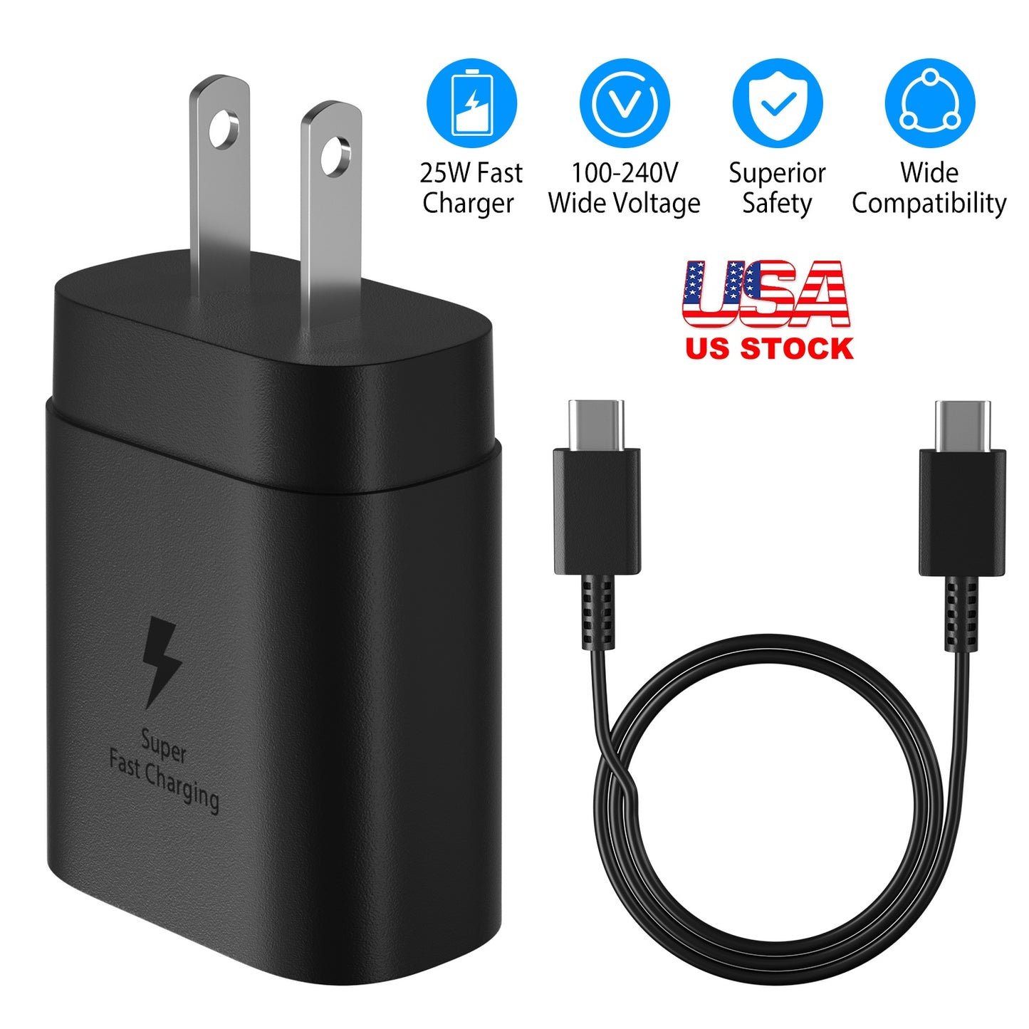 LJGelectro - USB C Wall Charger 25W PD3.0 Fast Charger Power Adapter High Speed Wall Charger Fit for Samsung S21 S20