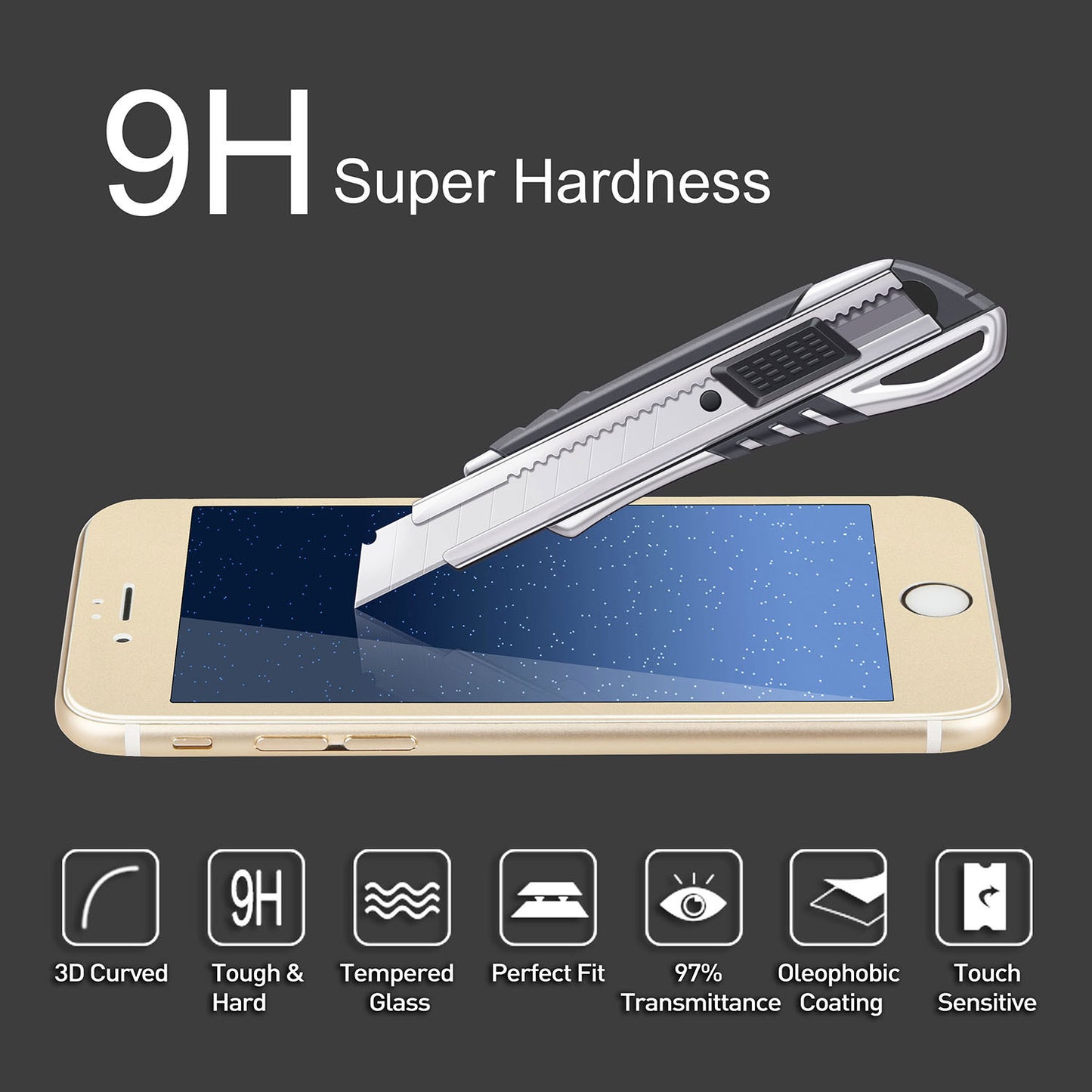 LJGelectro - Screen Protector for iPhone 6 Plus 3D Edge Tempered Glass Phone Screen Saver HD Anti-Scratch Tempered Glass Film