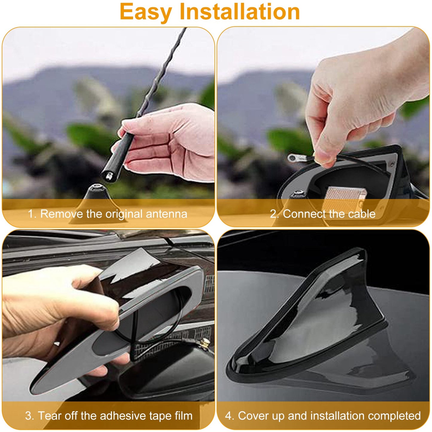 LJGelectro - Car Shark Fin Antenna Cover Waterproof Signal Car Antenna Replacement w/ Adhesive Tape Base Fits for Universal Auto Cars Ford Van Truck Jeep SUV