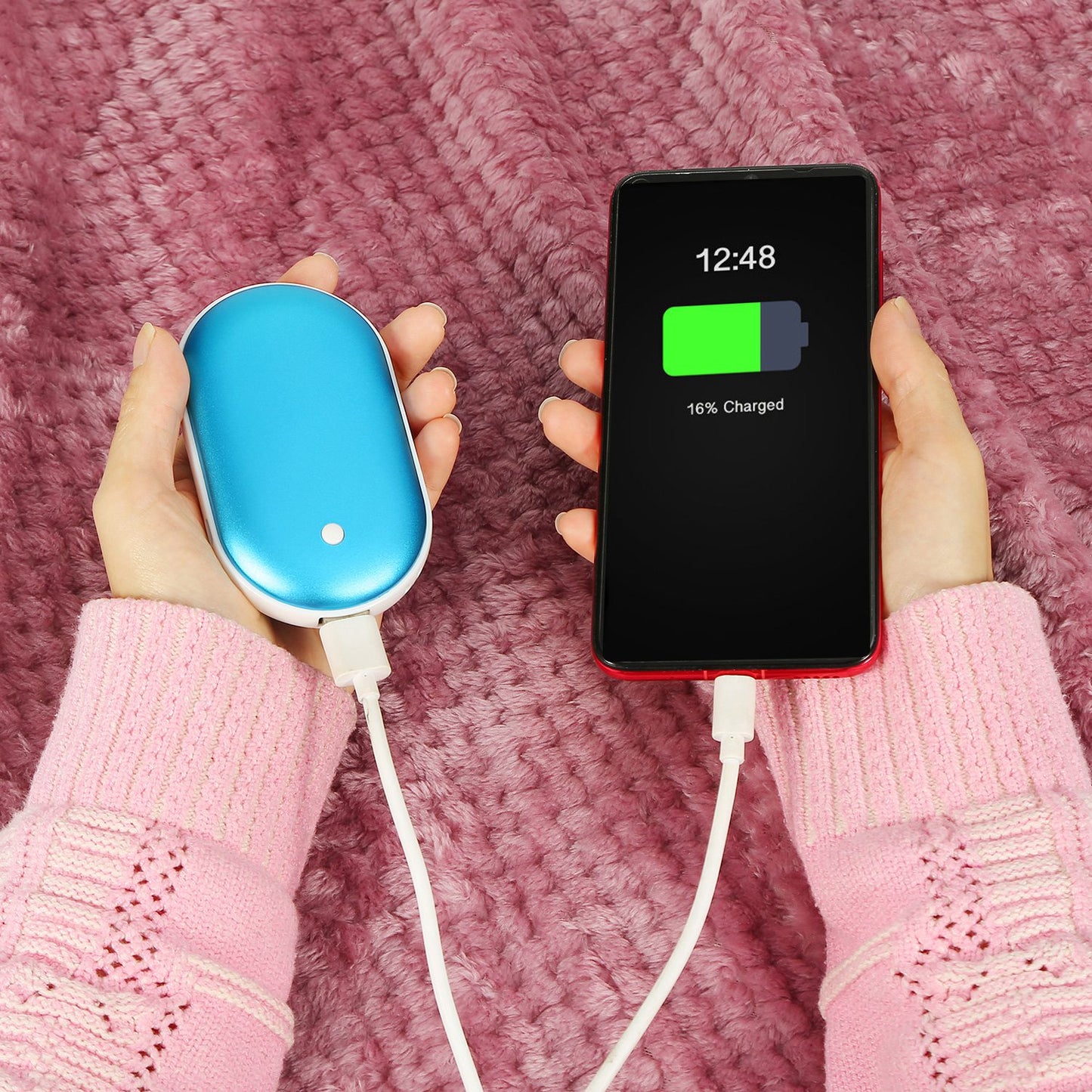 LJGelectro - Portable Hand Warmer 5000mAh Power Bank Rechargeable Pocket Warmer Double-Sided Heating Handwarmer