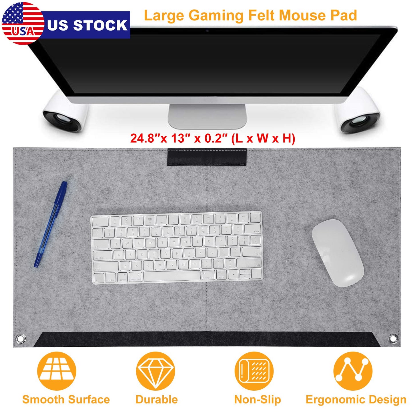 LJGelectro - Extended Gaming Mouse Pad Soft Felts Table Mouse Pads Non-Slip & Dust-Proof Desk Pad Anti-Scratch Desk Pad Keyboard Mat (24.8 x 13 x 0.2in) for Work &