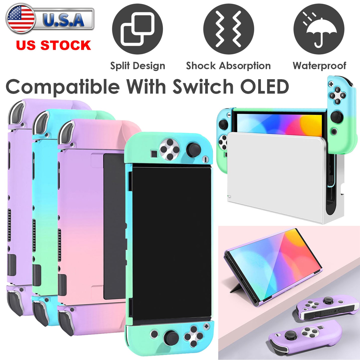 LJGelectro - Protective Shell Cover Hard Dockable Case Fit For Nintendo Switch OLED Joy Con Shell