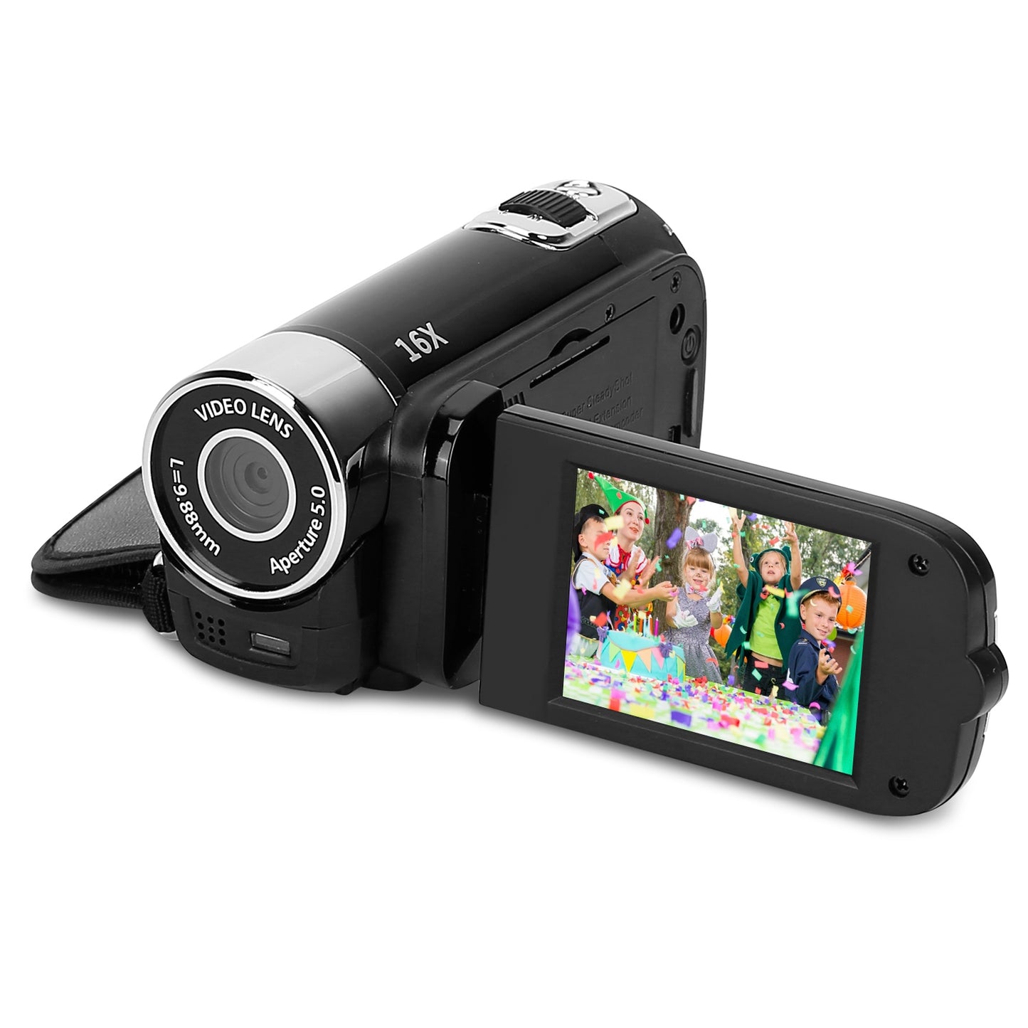 LJGelectro - HD 1080P Digital Video Camcorder 2.7in 16X Zoom DV Camera 270° Rotation Rechargeable Kid Camera w/Fill Light Selfie