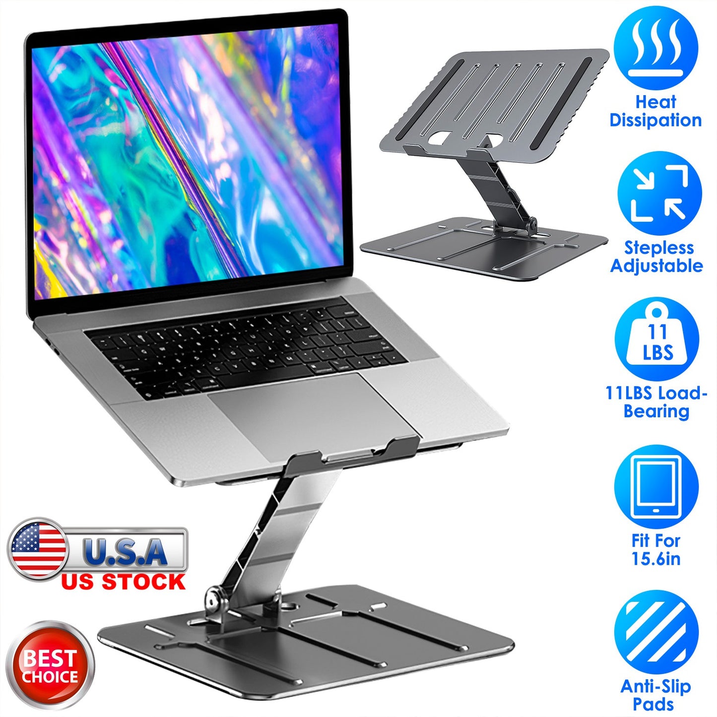 LJGelectro - Laptop Stand Riser Stepless Angle Adjustable Ergonomic Notebook Holder Heat Dissipation Notebook Elevator for Laptop Tablet Drawing Board up to 15.6in